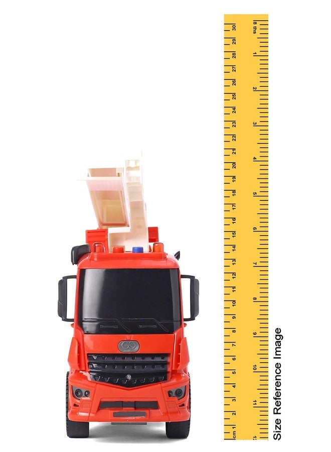 SHIPEASE لعبة شاحنة إنقاذ وإطفاء تعمل بالاحتكاك من SHIPEASE للأطفال الأولاد والبنات، مركبات سحب للخلف، شاحنة بناء مزودة بمصعد إنقاذ وموسيقى خفيفة (متعددة الألوان) - Image 3